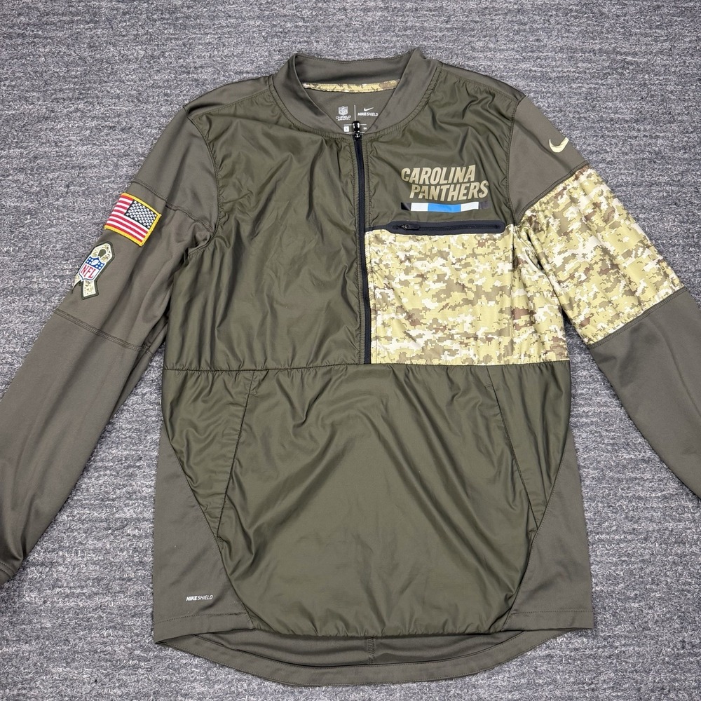 Nike Carolina Panthers Salute To Service Hybrid Pullover Men Small Flag 1/2 Zip